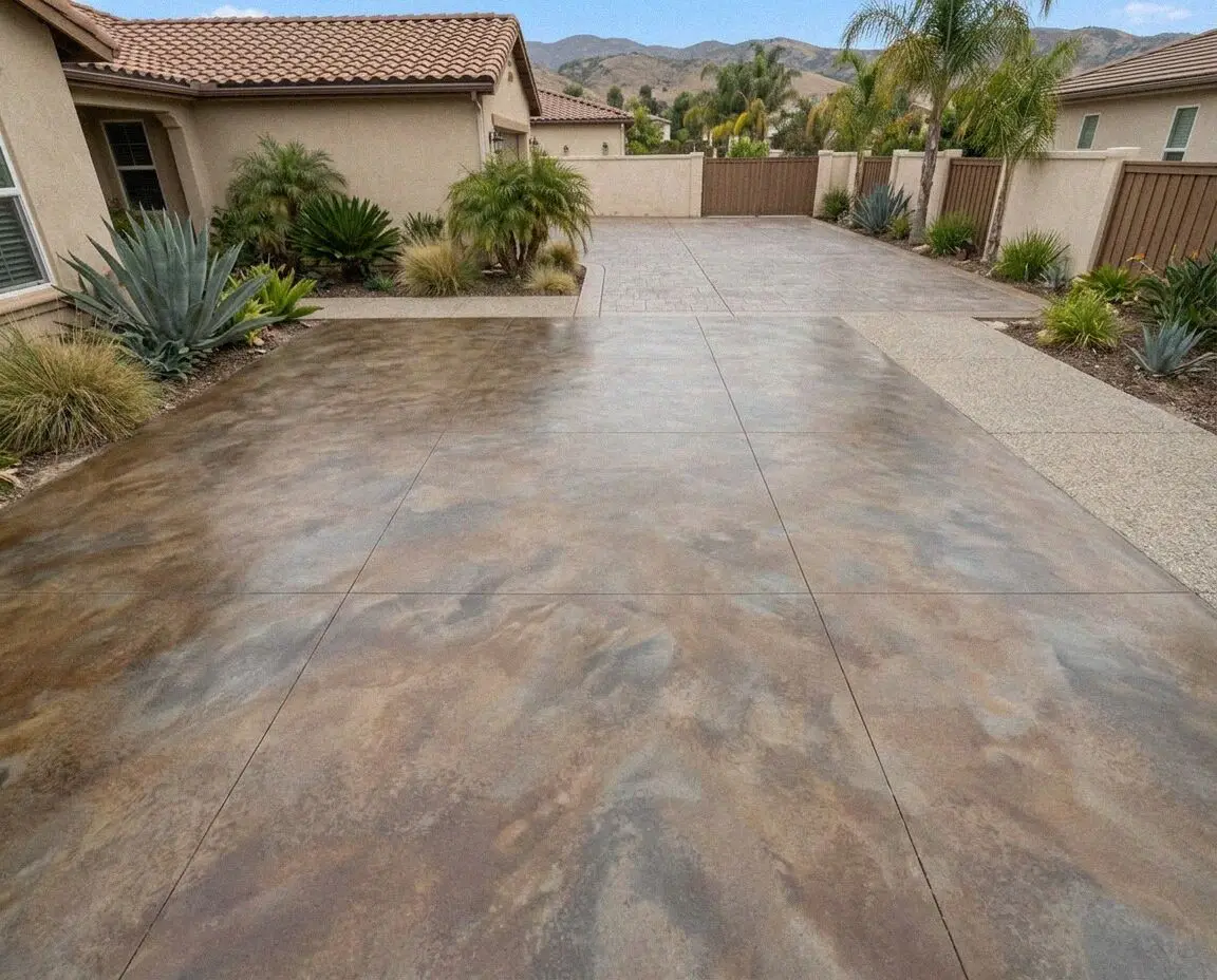 Finished steel-troweled concrete floor inside a Torrance, CA workshop