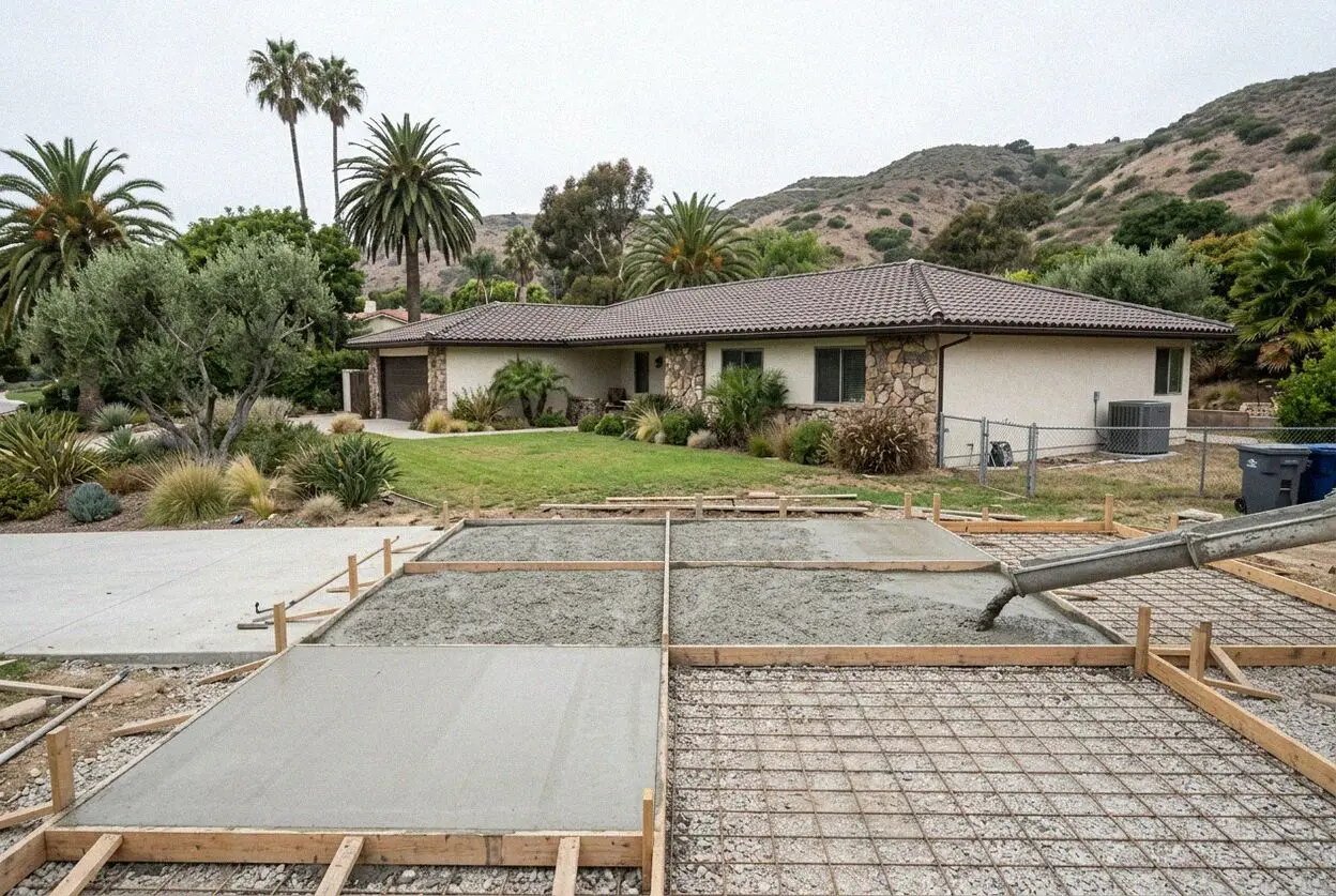 Driveway pour at a ranch house in Lunada Bay, Palos Verdes Estates