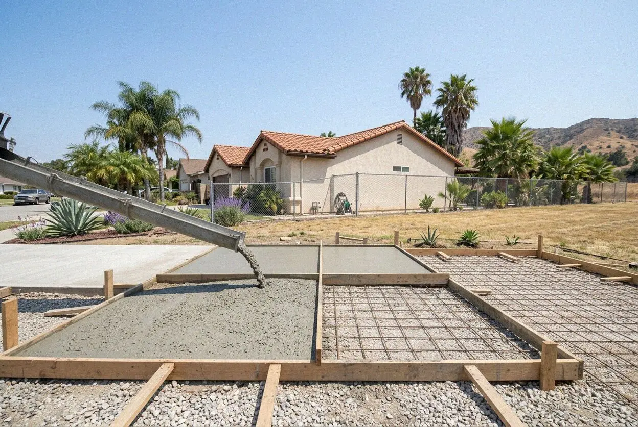 New sloped concrete driveway at a 1930s house in View Park-Windsor Hills