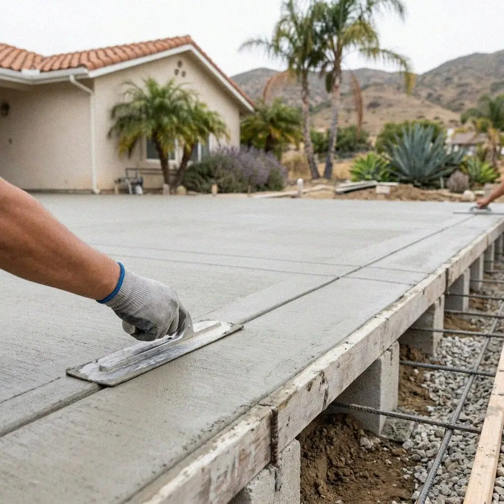 Hydraulic jack and bracket lifting a footing under a Torrance house